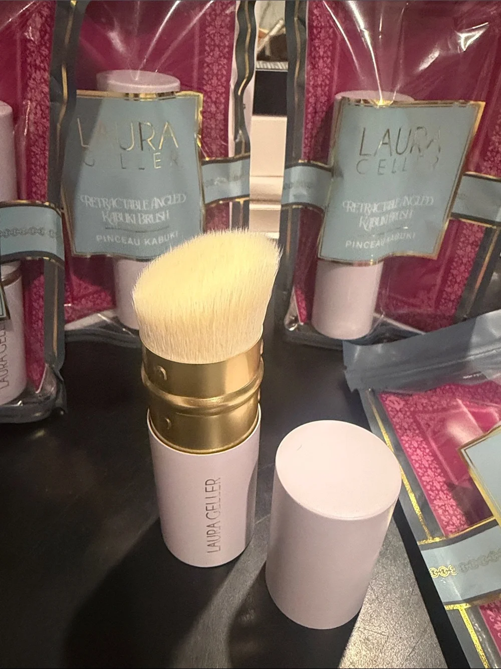 Laura Geller Pink Retractable Angled Brush brand new